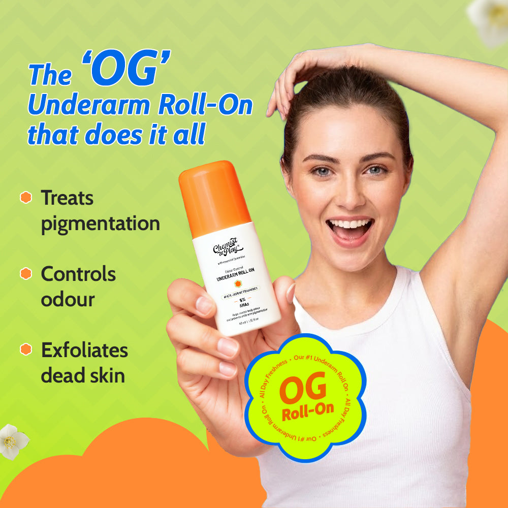 5% AHA Underarm Roll-On with Lactic Acid for Odour Control (White Jasmine) - 40 ml