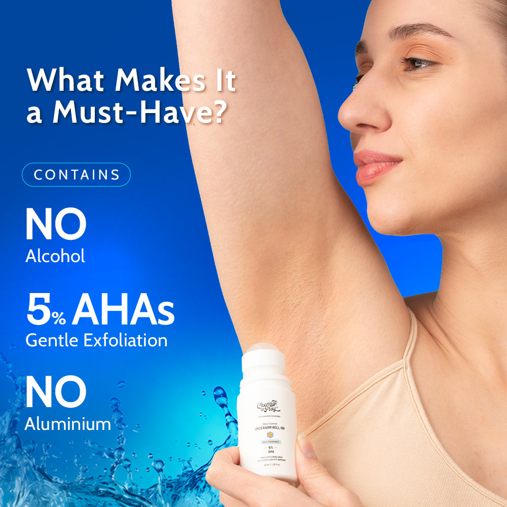 5% AHA Underarm Roll-On with Lactic Acid for Odour Control (Aqua) - 40 ml