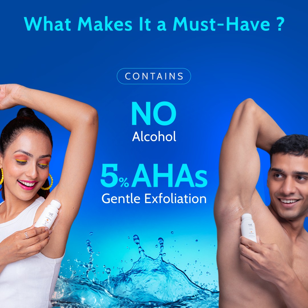 5% AHA Underarm Roll-On with Lactic Acid for Odour Control (Aqua) - 40 ml