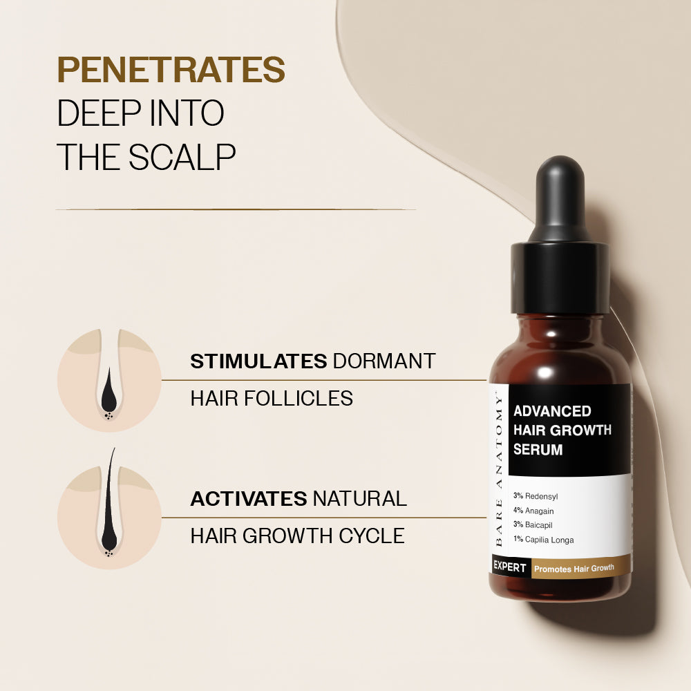 Bare Anatomy Advanced Hair Growth Serum | 30ml Pack of 3