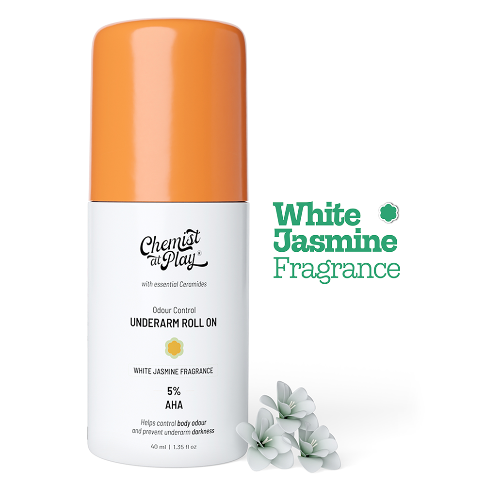 5% AHA Underarm Roll-On with Lactic Acid for Odour Control (White Jasmine) - 40 ml