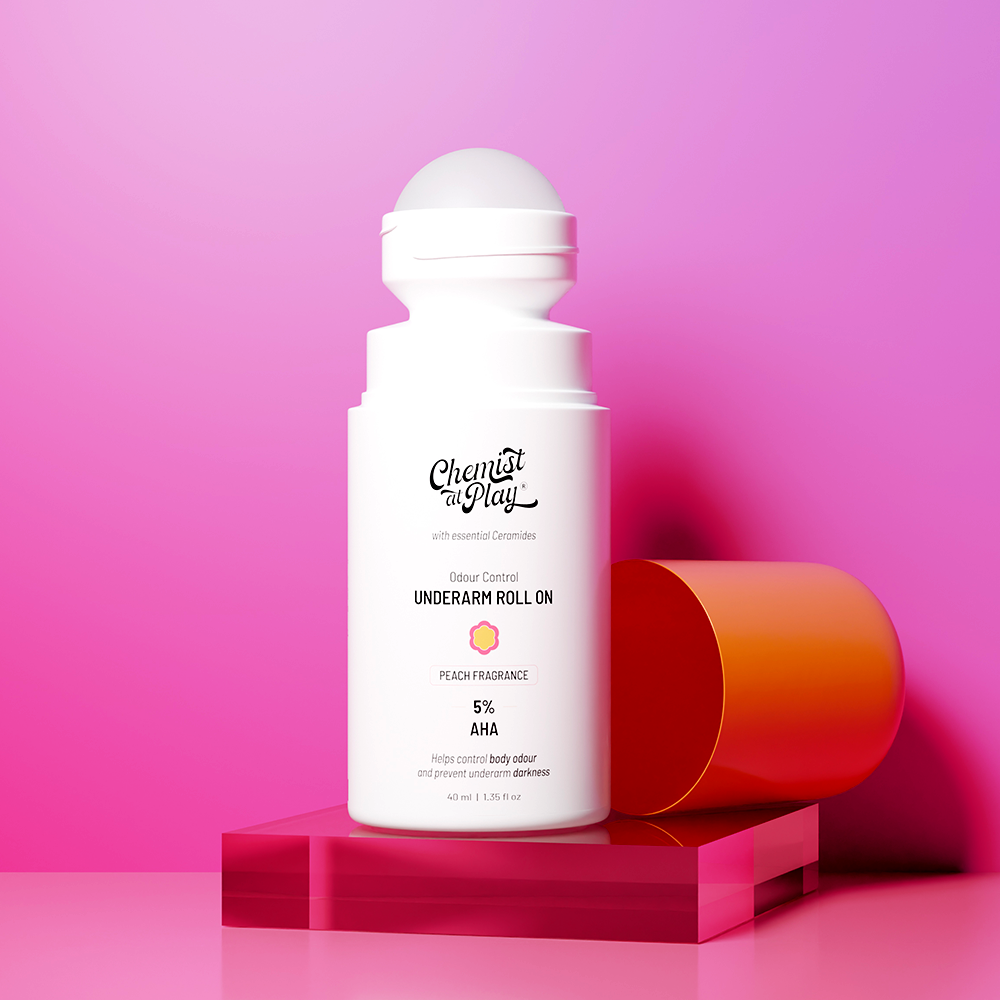 5% AHA Underarm Roll-On with Lactic Acid for Odour Control (Peach) - 40 ml