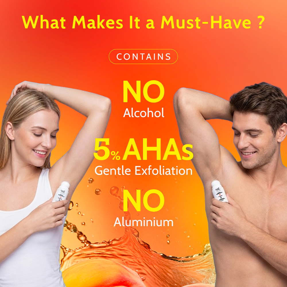 5% AHA Underarm Roll-On with Lactic Acid for Odour Control (Peach) - 40 ml