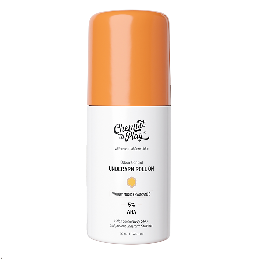 5% AHA Underarm Roll-On with Lactic Acid for Odour Control (Woody Musk) - 40 ml