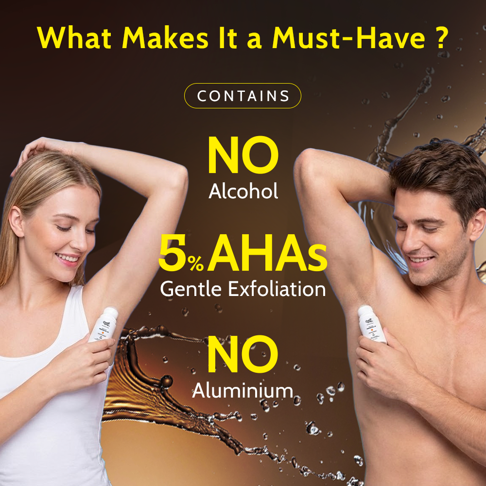 5% AHA Underarm Roll-On with Lactic Acid for Odour Control (Woody Musk) - 40 ml