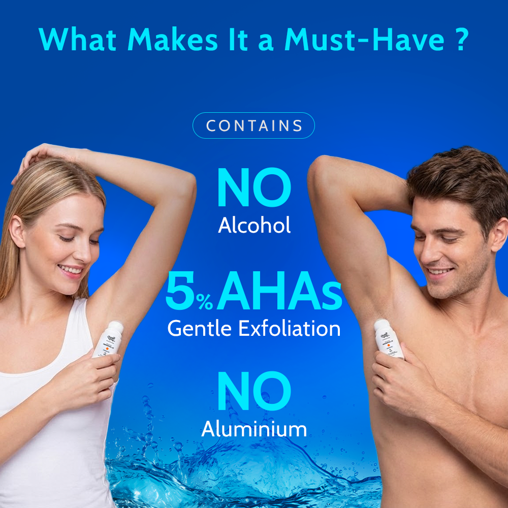5% AHA Underarm Roll-On with Lactic Acid for Odour Control (Fragrance Free) - 40 ml