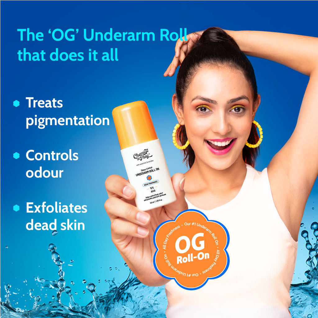 5% AHA Underarm Roll-On with Lactic Acid for Odour Control (Aqua) - 40 ml