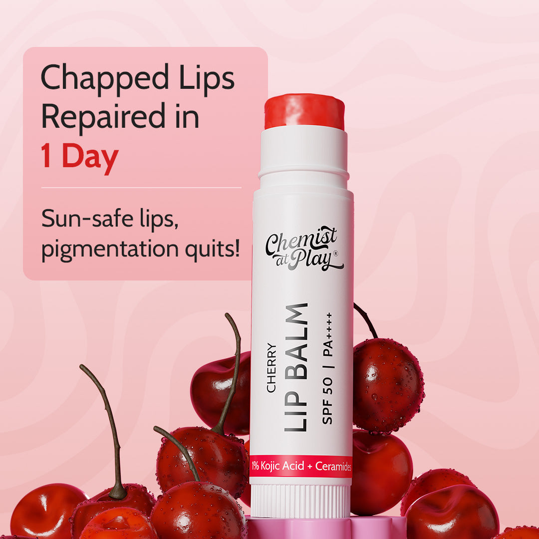 Cherry Lip Balm for Chapped & Pigmented Lips | SPF 50 PA++++ & Kojic Acid | 4.5 gm